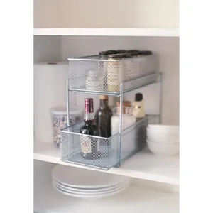 Farmhouse Rustic Metal Wire <b>Storage</b> Baskets Iron <b>Bin</b> Organizer with <b>Wooden</b> Handles for Kitchen Pantry and Bathroom - Product Image 1