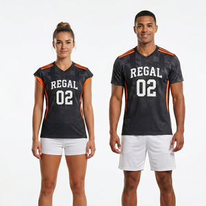 เสื้อวอลเลย์บอลแบบกำหนดเองสำหรับผู้ชายและผู้หญิง เสื้อวอลเลย์บอล Regal แบบยูนิเซ็กซ์ คอวี แขนตัดเย็บพิเศษ ลายพิมพ์แบบ Sublimation - Product Image 1