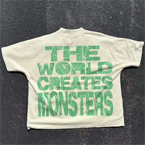เสื้อยืดคอกลมทรงบ็อกซี่ ผ้าคอตตอนหนา 200 กรัม พิมพ์ลายกราฟิกสำหรับผู้ชาย สั่งพิมพ์ลายแบบ DTG ได้ คอเต่า ไหล่ตก - Product Image 3
