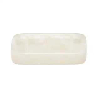 White Resin Footed Soap Dish Rectangular Bar Soap Holder Modern Bathroom Vanity Sink <b>Accessory</b> Luxury Bath Supply Washroom Tray - Product Image 2