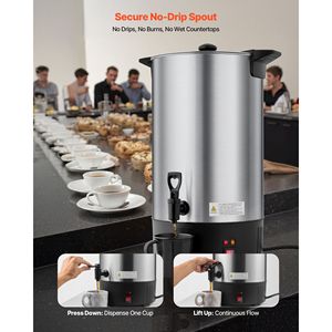 Dispenser di Caffè Commerciale in Acciaio Inox da 100 Tazze 15 L, Erogatore di Bevande Calde con Rubinetto Anti-Goccia, Preparazione Rapida - Product Image 5