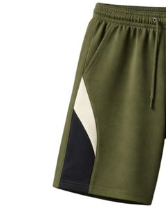 Pantalones Cortos Deportivos para Hombre, Color Verde Oliva, Estilo Color Block, Casuales, de Verano, de Algodón y Poliéster, con Cordón Ajustable, Cintura Elástica, para Gimnasio, Deportes, Correr - Product Image 2