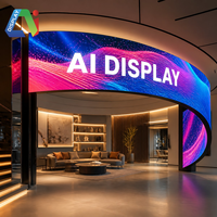 Layar LED Lengkung Fleksibel Kreatif AI Display Soft Inner Outer Arc, Video Wall P1.2 P1.8 7680Hz Indoor 8K 1000cd Garansi 2 Tahun
