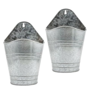Wholesale Rustic Galvanized Metal Wall Planter Set Decorative Farmhouse Hanging Flower <b>Pots</b> for Indoor Outdoor Garden Decor - Product Image 1