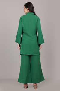 Collection exclusive de tenues pour femmes, ensemble 2 pièces en cordon vert avec perles et décorations en perles, le meilleur choix pour les fêtes - Product Image 2