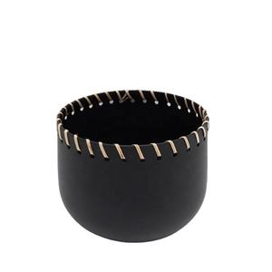Maceta Moderna de Bambú Negro con Detalle de Franjas Naturales, Maceta Interior de Diseño Minimalista para Escritorio - Product Image 3