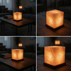 Elegant Design Carved Himalayan <b>Cube</b> Salt Lamp with Warm <b>Lighting</b> and Modern Style for Home Decor - Product Image 5