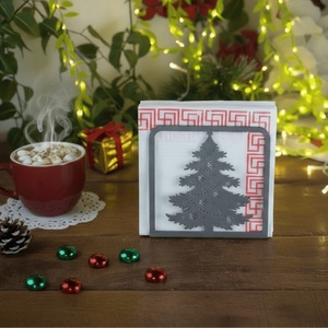 Modern <b>Black</b> Metal Napkin Holder Christmas Tree Silhouette Design <b>Paper</b> <b>Tissue</b> Stand Holiday Winter Dining Organizer - Product Image 1