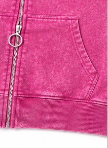 Hoodie Zippé Oversize en Coton Lavé Imprimé Sérigraphié avec Strass et Logo Personnalisé, Fabrication Usine, Vente en Gros, Streetwear - Product Image 4
