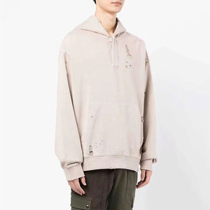 Sweat à capuche personnalisé avec logo, effet vieilli, lourd, délavé, style streetwear, fournisseur OEM ODM - Product Image 3