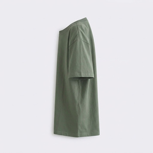 T-shirt pour homme en coton 100% vert olive, manches courtes, col rond, coupe classique, couleur unie, tricot velours, design personnalisé, écologique - Product Image 3