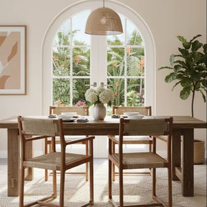 SOLOBEAT Eco-Friendly Modern Handmade Solid Wood & Natural <b>Rattan</b> Arm <b>Chair</b> for <b>Dining</b> Room Furniture Apartment Villa - Product Image 1