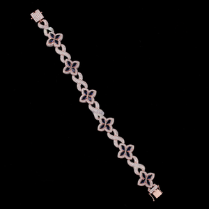 Bracelet en zircon plaqué or rose pour femme, style classique, maillons de chaîne, sertissage pavé, style mariage - Product Image 2