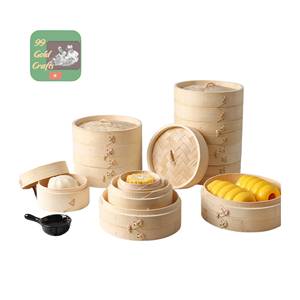 Stackable Bamboo Steamer Basket <b>Set</b> Nested Design for USA Europe Kitchenware Wholesalers Direct Factory Export - Product Image 3