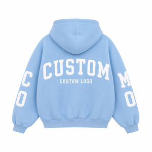 Conjunto de Sudadera con Capucha Azul Claro para Mujer con Logotipo Personalizado, Felpa, Corte Holgado Informal, para Todas las Temporadas - Product Image 2