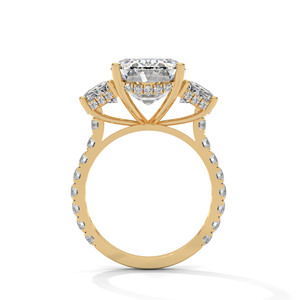 แหวนหมั้นเพชรทรงเอเมอรัลด์คัท เพชรเลี้ยงในห้องปฏิบัติการ ทอง 14K ประดับเพชรสามเม็ด เครื่องประดับเจ้าสาวสำหรับผู้หญิง - Product Image 4