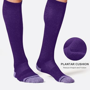 Wholesale Custom Design Purple <b>Knee</b> <b>High</b> 100% Cotton Soccer Softball Rugby Sports Socks Solid Color Breathable Knitted Sports - Product Image 3