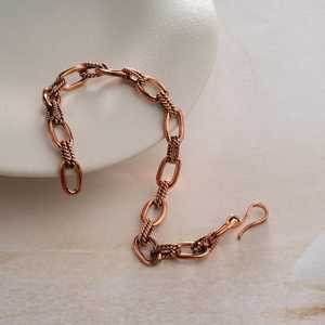 <b>Copper</b> Orbit Link Bracelet Handcrafted Geometric Chain Cuff Modern Artisan Jewelry Minimalist Statement Wrist Accessory Gift For - Product Image 5