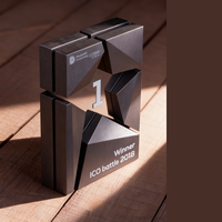 Trophée personnalisé en bois et verre, plaque de gagnant géométrique personnalisée avec logo pour événement d'entreprise, concours, service de conception