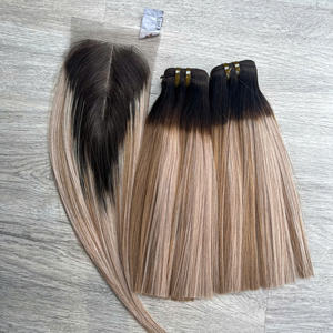 Ombre Color café Set venta al por mayor 100% Raw Virgin vietnamita pelo humano corto peluca hueso recto Super doble extensión de pelo dibujado - Product Image 5