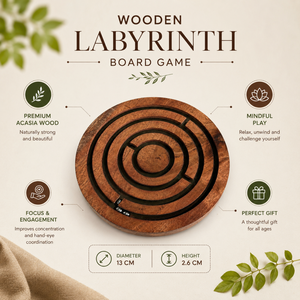 Jeu de société en bois Labyrinthe |   Puzzle de labyrinthe en marbre et bois fait main |   Jeu d'équilibre pour enfants et adultes |   Cadeau de voyage, jouet - Product Image 5