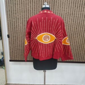 Chaqueta Corta de Mujer Hastkala, Bordada a Mano con Diseño Floral, 100% Algodón Tejido, Cuello Mandarín, Manga Larga, Estilo Boho, Otoño - Product Image 2