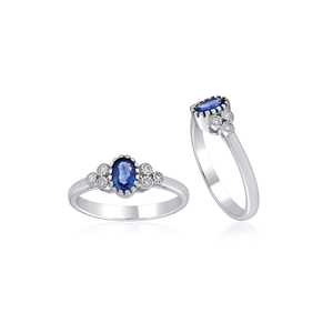 Ivaan Jewels Women's 925 Sterling Silver Oval Tanzanite Ring Cubic Zirconia Floral Cluster Setting Trendy Elegant Gemstone - Product Image 3