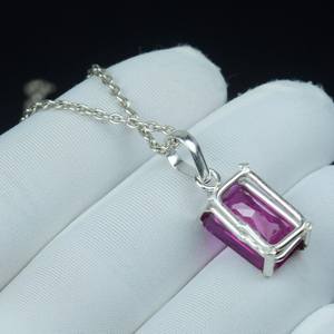 Colgante de zafiro rosa natural, plata de ley 925, collar de cristal curativo hecho a mano, regalo para novia - Product Image 3