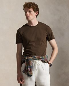 เสื้อยืดคอกลมแขนสั้นผ้าฝ้ายสีน้ำตาลล้วนสำหรับผู้ชาย – เนื้อผ้านุ่ม ทนทาน สวมใส่สบาย เหมาะสำหรับแฟชั่นในชีวิตประจำวัน - Product Image 4