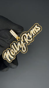 Pendentif lettre en diamant VVS Moissanite émail personnalisé Pendentif lettre nom en argent sterling 925 émail noir glacé Moissanite - Product Image 5