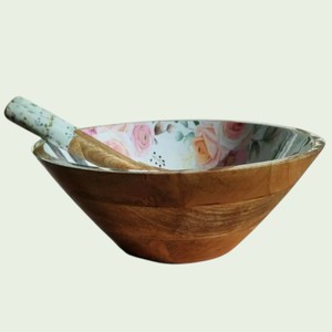 Bandeja de Servir Rústica Ecológica Hecha a Mano de Madera de Mango con Adhesivo Impreso, Tazones Meena para Cocina, Comedor, Fiestas y Bodas - Product Image 4