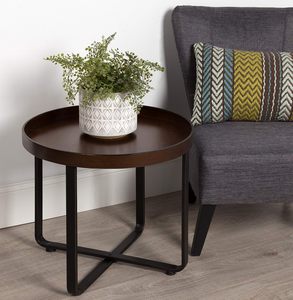 Modern Round Metal <b>End</b> <b>Table</b> with Criss Cross Base Bronze <b>Black</b> Finish Accent <b>Table</b> for Living Room Bedroom Office Decor - Product Image 5