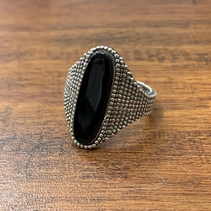 Bold Black Onyx <b>Ring</b> Oval <b>Statement</b> <b>Ring</b> Antique Finish Silver Band Handmade Jewelry Wholesale - Product Image 2