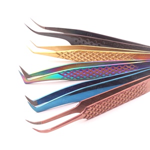 Pinces à cils professionnelles courbées pour extensions de cils, en acier inoxydable, durables, antistatiques, outils pour cils, vente en gros OEM - Product Image 5