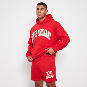 Winter Hooded Baggy Embroidery Sweat <b>Shorts</b> & Hoodie Set 500gsm Fleece Heavy Cotton Polyester Eco-Friendly Windproof Two Piece - Product Image 6