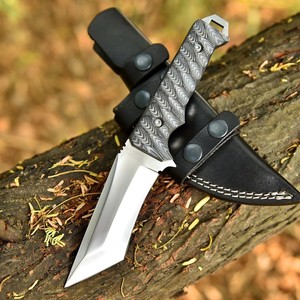 Couteau EDC personnalisable de qualité industrielle en acier au carbone Nordic Forge, avec fourreau en cuir Micarta, lame pleine longueur à pointe clip, OEM - Product Image 1