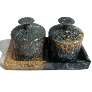 Bohemian Resin spice Storage Jars With lids cylinder containers For Wedding condiments storage Dry Fruits Vanity Tray - Product Image 3
