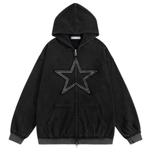 Sweat à capuche streetwear personnalisé, finition délavée à l'acide, en coton mélangé épais, coupe oversize, vêtement décontracté et tendance - Product Image 1