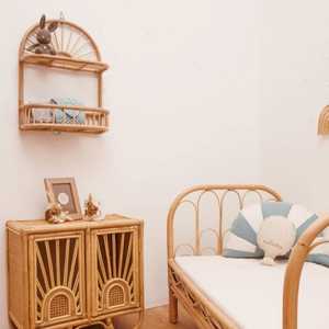 High Quality Double Layer Sunshine Rattan Kids Wall Shelf Children Furniture Deep Floating Storage Towel <b>Basket</b> Wholesale - Product Image 2
