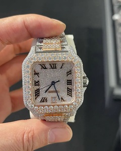 Reloj Rectangular Automático de Lujo de Acero Inoxidable con Bisel de Diamantes y Esfera de Cristal de Zafiro Unisex - Product Image 1