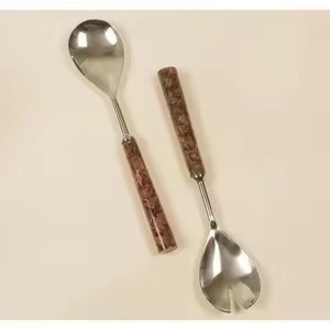 Modern Metal Salad <b>Server</b> Set Premium Stainless Steel <b>Buffet</b> Serving Tools for Dining Tables - Product Image 6