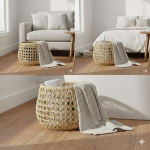 X GENTONG Ensemble de 2 paniers artisanaux en écorce de bananier - Product Image 6