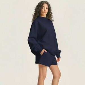 Conjunto de Dos Piezas de Sudadera y Pantalones Cortos Casuales para Mujer con Logotipo Personalizado, Cuello Redondo, Alta Calidad, 100% Algodón, Impermeable y Ecológico - Product Image 6