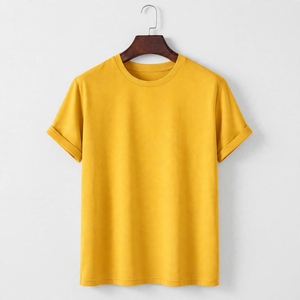 Men <b>Yellow</b> <b>T</b>-<b>Shirt</b> for Streetwear <b>Plain</b> Solid Logo Men's 100% Cotton O-Neck Short Sleeve Basic Jersey Regular Fit Anti-Wrinkle - Product Image 1