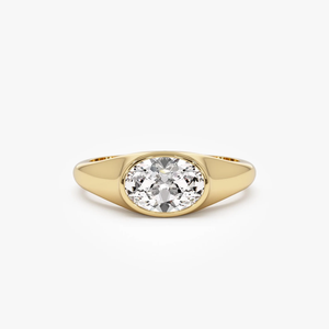 Bague de fiançailles classique en diamant de laboratoire taille ovale, couleur fantaisie, 1 carat, plaqué or 18 carats, bijou solitaire de luxe unisexe - Product Image 1