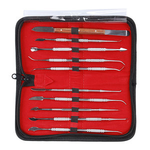 Kit de laboratoire dentaire professionnel en acier inoxydable RSI 10 pièces (ROUGE) Manuel pour le modelage des céramiques, artisanat dentaire, forceps d'extraction dentaire - Product Image 4
