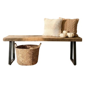Reclaimed Sheesham Wood <b>Bench</b> with Metal <b>Legs</b> | Handcrafted Moradabad - Product Image 1