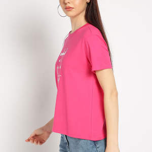 Camisetas de Mujer a la Moda con Cuello Redondo, Corte Regular, Manga Corta, Camisetas de Verano Disponibles en Varios Colores, Camisetas Lisas al por Mayor - Product Image 3