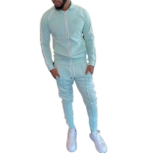 Conjunto Deportivo Rosa para Hombre, Chaqueta con Cierre y Mangas Largas, Pantalones Deportivos con Cintura Elástica, Color Sólido, Ropa Deportiva Informal Transpirable para Primavera - Product Image 2