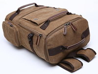 Sac à dos vintage écologique de qualité supérieure en toile cirée et cuir haut de gamme avec fermoirs géométriques pour l'école et les activités de plein air 20-39L
